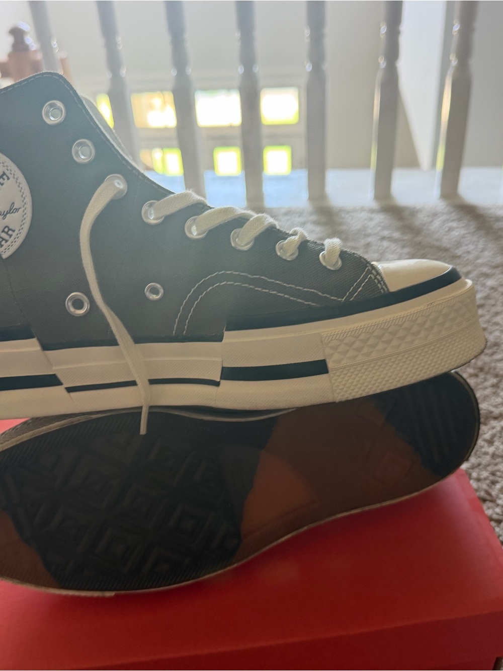 Converse High Top Sneakers in Dark Green with White Accents